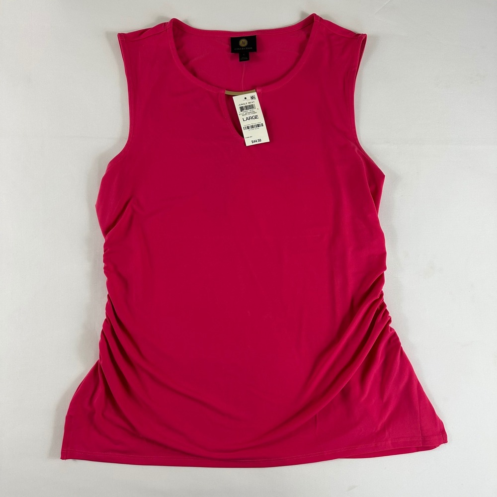 NWT JM Collection Womens‎ Large Pink Sleeveless Ruched Tank Top Style